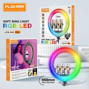 Anneau Lumineux RGB LED PLOKAMA LIVE-R45 Pro – Ring Light 45cm avec Télécommande & Support Smartphone