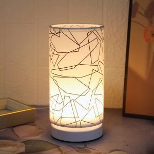 Lampe de table en tissu minimaliste moderne alimentée par USB avec interrupteur, dotée d'un design de lumière chaude.