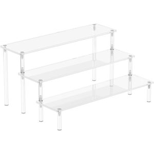 ShebSheb Présentoir cosmétique en acrylique à 3 niveaux – étagère organisée pour parfums, cupcakes, figurines – support transparent décoratif et de rangement