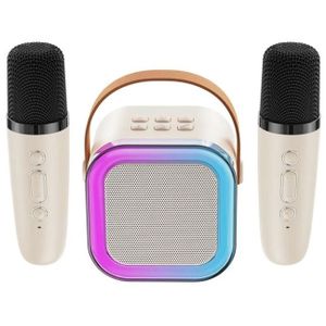 Gen Haut-parleur baffle portable sans fil Bluetooth K12 avec 2 micro, karaoké multifonction avec microphones, lecteur de musique,  BEIGE