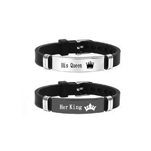 Bracelet en silicone pour couple - Ensemble de 2 pièces noir