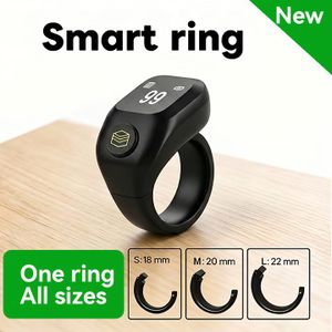  Bague Zikr Tasbih intelligente, Chapelet electronic, Rappel du nombre de sonneries,Guide Qibla,étanche, Rappel des horaires de prière musulmans, Affichage LED, Connexion Bluetooth et app Muslim times,Plusieurs options de minuterie - 22/20/18 mm