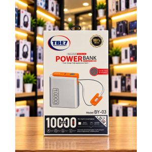 Power Bank TBE7 BY-03 10000mAh PD 22.5W - Batterie Externe Charge Rapide de Poche avec Câble Intégral Orange, Écran Électronique LED - Certifié Avion