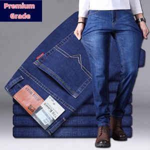 Berrykey 300g/m2 Jean stretch épais haut de gamme pour hommes – durable, résistant à la décoloration, confort toute la journée bleu