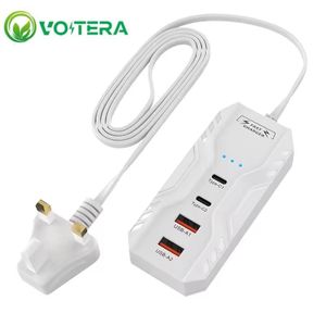 VoltEra Chargeur mural à charge rapide PD Type-C, adaptateur hub USB multiport, prises standard européennes et américaines, 4 ports, 60 W, compatible avec iPhone, Samsung et Xiaomi.