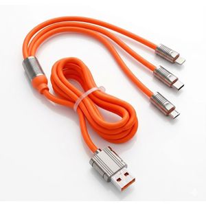 Câble de Charge Ultra Rapide 3-en-1 Universel - 120W / 6A - Silicone Haute Résistance - Orange