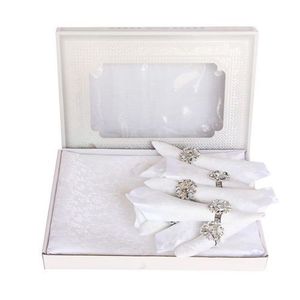 Nappe de Table + 8 Serviettes de table - Blanc 9pièces