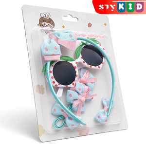 STY Set de lunettes de soleil pour tout-petits 6-Piece Adorable Bowknot lunettes de soleil bande de cheveux pinces à cheveux attaches pour les enfants de 0-3 ans