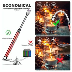 Allume C-igare à Arc électrique Rechargeable, Allume Feu électrique,Coupe-vent Allumeur à Impulsion Pour Cuisine, Barbecue, Réchaud à Gaz