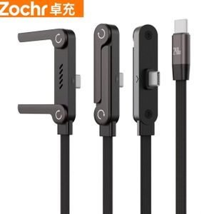 Câble de Charge Ultra Rapide 240W Type-C vers Type-C Zochr - Support Téléphone Pliable Intégré, Câble Tressé Renforcé pour Smartphone, Tablette & PC Portable - Noir