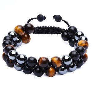 Bracelet triple protection avec pierre en œil de tigre