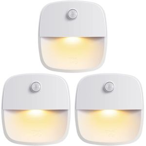 TodyJeyHo Détecteur de mouvement, lampe de nuit LED sans fil alimentée par batterie, applique, lumières de placard, lumières de coffre-fort pour escaliers, couloir, salle de bains, cuisine, armoire (blanc chaud - paquet de 3)