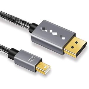 Câble adaptateur Mini DP vers DP 1.4, boîtier en aluminium, gaine en PVC flexible, 8K HDTV, projecteur, ordinateur - 2m