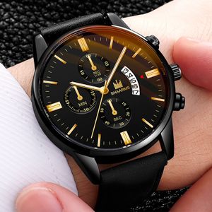 Fashion Montre d Affaires Quartz Bracelet en Cuir Noir