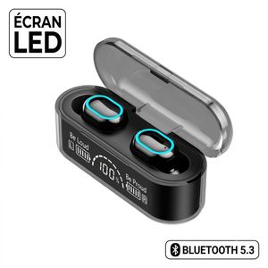 Casque Bluetooth TWS Sans Fil - Bluetooth 5.3 - Écran LED - Son HD - Micro Intégré - Compatible Android & iPhone