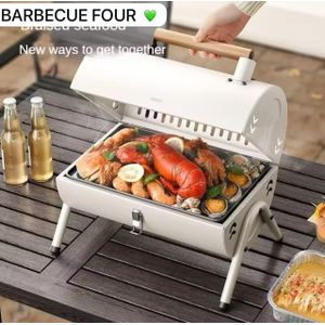 Barbecue 3 en 1 Multifonction – Grill, Fumoir & Four Extérieur avec Couvercle et Grilles Multiples