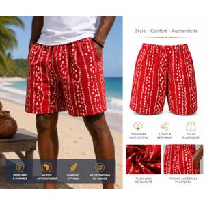 short décontracté rouge avec un imprimé artisanal