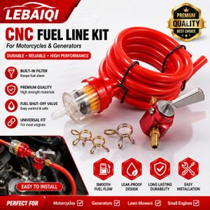 Kit de tuyau de carburant flexible de 3,28 pieds : comprend le tuyau, une vanne en ligne, un filtre, des colliers de serrage, un filtre à carburant et un support de fixation.