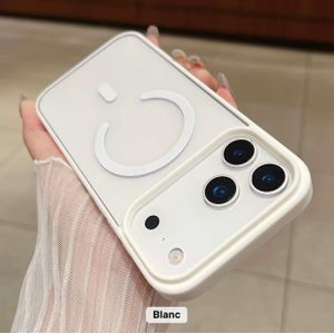 Coque pour iPhone 17 Pro Max Transparente Magnétique – Protection Antichoc avec Support MagSafe - Blanc 