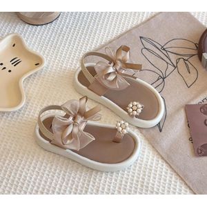 SANDALES FILLE ÉLEGANTES NOEUD ORGANZA & PERLES BLANCHES