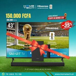 Hisense Tv Led 43 Pouces  + Barre De Son HS1800 - 140 Watts - Garantie 12 Mois