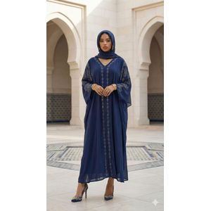 Amitin Ensemble Jalabé de Prestige "Éclat d'Orient" – Robe Longue avec Hijab Coordonné
