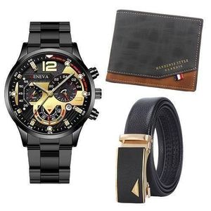 Ensemble cadeau 3 en 1: Montre, ceinture et portefeuille pour hommes, affaires et loisirs