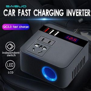 Onduleur De Voiture 150W  12V/24V à 110V/220V, Prises D'affichage LED, Chargeur USB QC 3.0, Charge Rapide