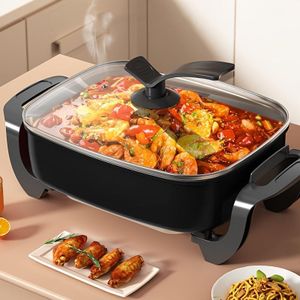 Marmite électrique en céramique antiadhésive avec couvercle en verre, corps en aluminium et thermostat réglable de 1500 W