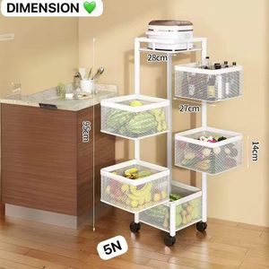 Étagère de Rangement Cuisine sur Roulettes 5 Niveaux –