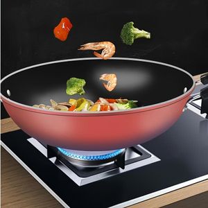 Wok en acier au carbone de 28 cm, fond plat antiadhésif, idéal pour mijoter et frire, compatible avec les plaques électriques, les plaques à induction et les cuisinières à gaz, en fer.