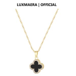 Luxmaera Collier Femme Pendentif Trèfle Doré – Breloque Émail Noir