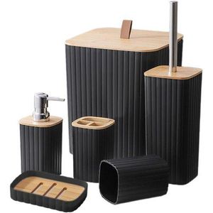 Lot de 6 accessoires salle de bain, distributeurs de savon poubelle robustes, simples, décoratifs, porte-savon, porte-brosse à dents pour restaurants, hôtel, salle de bain, maison,