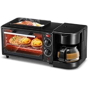 Machine à Petit-Déjeuner Electrique 3 EN 1: Machine à café 4 Tasses 1L, Pizza, Œuf au four, Omelette, Poêle, Grille-pain - 12 Litres