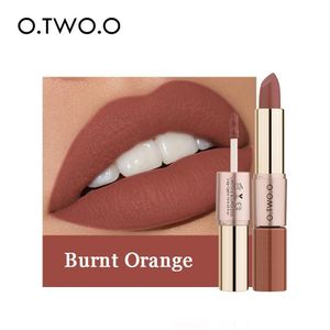 O.TWO.O 2 - en - 1 Dirty Orange (Burnt Orange) rouge à lèvres MAT + vernis à lèvres