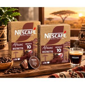 Nescafe Pack De 72 Capsules de Café Africas - Intensité 10 Ristretto - 100% Arabica - Compatible Nespresso (2 Boîtes De 36)