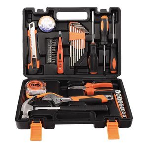 38 pièces de matériel de quincaillerie, ensemble d'outils manuels pour la maison, set DIY, tournevis, marteau, ruban à mesurer, clé à cliquet, pinces