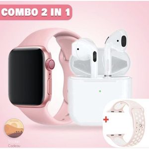 Smart Watch T55 PRO MAX + Écouteurs Bluetooth sans fil + Bracelet Offert - Rose