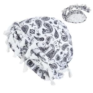Gukbis Foulard pour homme doublé de satin, foulard style halo, foulard motif paisley, foulard soyeux pour homme avec longs liens noués - Blanc