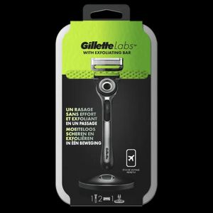 Gillette Rasoir GilletteLabs avec barre exfoliante et étui de voyage - Coffret avec Manche, 2 Lames et Support Magnétique 