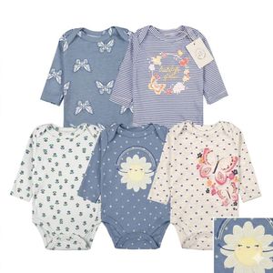 Lot de 5 Body Bébé Manches Longues - 100% Coton