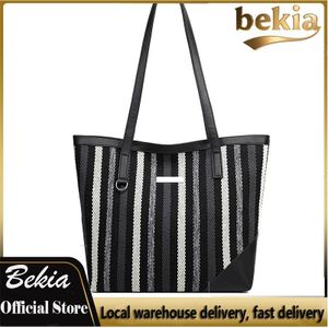 Grand sac fourre-tout pour femmes en tissu rayé Sacs classiques