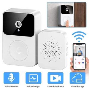 Dou-color Sonnette vidéo intelligente sans fil avec caméra, vision nocturne HD, audio bidirectionnel et alarme antivol. Kit de sonnette de sécurité pour la maison.