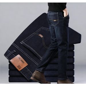 TOUPHY Jean classique à jambe droite pour hommes, confortable, durable et élégamment simple - Noir