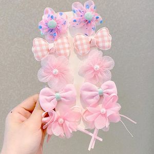 10 élastiques à cheveux fleuris pour tout-petits/fillettes Sans couture pour queues de cheval – Rose