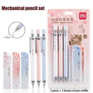 Mechanical Pencil Set - 3 Pack (Blue, Pink, White) - 0.5mm HB, PVC, Eraser Top, Durable Design