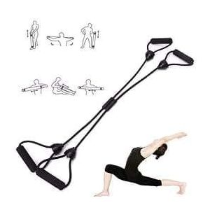 Élastique de Musculation Multifonction à 4 Poignées en Mousse – Cordon de Résistance pour Fitness, Yoga, Stretching, Bras, Dos, Abdos et Jambes