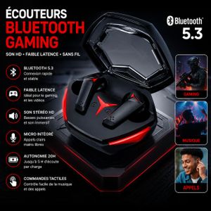 Casque Bluetooth Gaming TWS Sans Fil - Bluetooth 5.3 - Son Stéréo HD - Micro Intégré - Faible Latence - Boîtier de Recharge