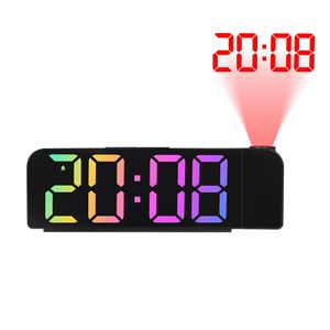 Alarme de projetion heure date mode nuit arrêt mémoire horloge de bureau 2 modes d’affichage 12H/24H horloge numérique LED alimentée par USB affichage couleur