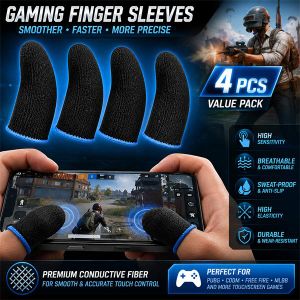 Litglobe Ensemble de 4 manchons de jeu pour doigts/pouces – Manchons pour manettes de jeu mobiles tactiles anti-transpiration, respirants et sans couture, adaptés à PUBG